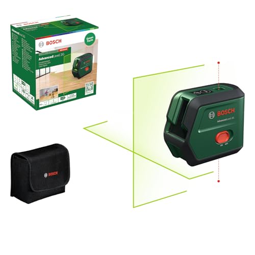 Bosch Kreuzlinienlaser AdvancedLevel 2G (selbstnivellierendes Laserkreuz, grüner Laser, 3,6-V-Li-Ionen-Akku lädt über USB-C direkt am Gerät, in Karton) von Bosch
