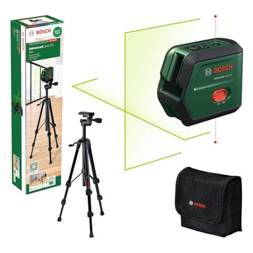 Bosch Kreuzlinienlaser AdvancedLevel 2G mit Stativ TT 120 (selbstnivellierendes Laserkreuz, grüner Laser, 3,6-V-Li-Ionen-Akku lädt über USB-C direkt am Gerät, in Karton) von Bosch