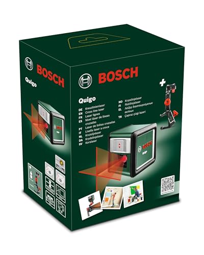 Bosch Kreuzlinienlaser Quigo mit Universalklemme MM 2 (einfaches und präzises Ausrichten mit flexibler Positionierung des Tools dank Klemme) von Bosch