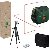 Bosch Kreuzlinienlaser UniversalLevel 2 mit Stativ (Laserkreuz inkl. integrierter Lotpunkte für präzises Ausrichten und einfache Übertragung von von Bosch