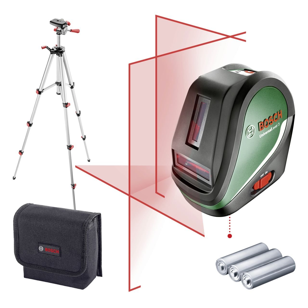 Bosch Kreuzlinienlaser UniversalLevel 3 Basic inkl. Batterien von Bosch