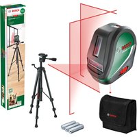 Bosch Kreuzlinienlaser UniversalLevel 3 mit Stativ (Laserkreuz mit zusätzlicher Vertikallinie im 90°-Winkel für ein zusätzliches Laserkreuz an der von Bosch