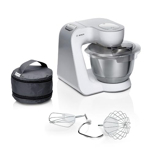 Bosch Küchenmaschine Serie 4 MUM58200, Knethaken, Rühr- & Schneebesen aus Edelstahl, Zubehörtasche, Edelstahlschüssel spülma.fest, 3D Rührsystem, weiß/silber Bosch Küchenmaschine Serie 4 MUM58200, Knethaken, Rühr- & Schneebesen aus Edelstahl, Zubehörtasche, Edelstahlschüssel spülma.fest, 3D Rührsystem, weiß/silber von Bosch Hausgeräte