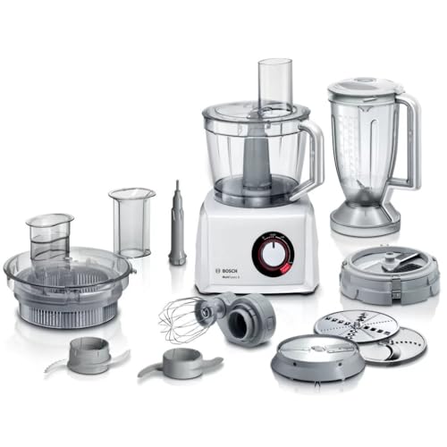 Bosch MC812W872 Küchenmaschine, 3,9 l, weiß, drehbar, 1,5 l, Schlagen, Hacken, Schneiden, Kneten, Mixen, Puree, Poder von Bosch