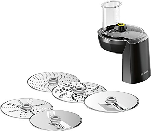 Bosch Zubehör-Set VeggieLove MUZ9VL1,Durchlaufschnitzler inkl.5 Scheiben(Schneid-Wende-Scheibe,Raspel-Wendescheibe,Reibescheibe mittelfein,für Asia-Gemüse und Rösti) für Küchenmaschine Serie 8 von Bosch Hausgeräte