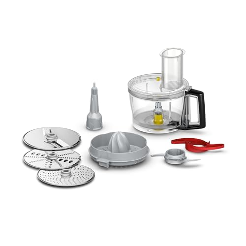 Bosch Zubehör-Set VeggieLove Plus MUZ9VLP1, Multimixer, drei Scheiben (Schneidwendescheibe, Raspelwendescheibe, Reibscheibe mittelfein), Hackmesser, Zitruspresse, für Küchenmaschine Serie 8 von Bosch Hausgeräte