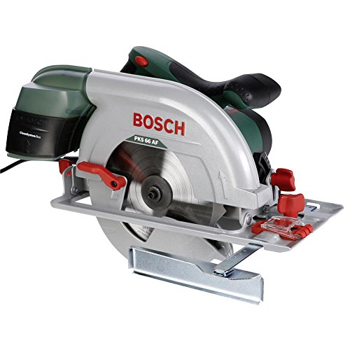 Bosch Kreissäge PKS 66 AF (Präzises Sägen in Holz, 1600 Watt; max. Schnitttiefe 66 mm; 3 tlg. Führungsschienenset) von Bosch