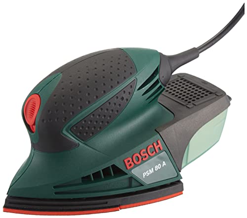 Bosch Home and Garden Bosch Multischleifer PSM 80 A, 3 RedWood Schleifblätter, Koffer (80 W, Schwingzahl 20.000 min-1, Schleiffläche 104 cm²) von Bosch Home and Garden