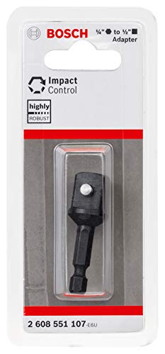 Bosch Accessories Professional 1x Impact Control Adapter für Steckschlüssel (1/4 Zoll Sechskant auf 1/2 Zoll Vierkant, Länge 50 mm, Zubehör Drehschlagschrauber) von Bosch Accessories