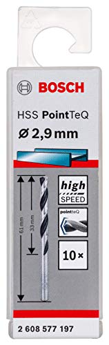 Bosch Professional 10 Stück HSS Spiralbohrer PointTeQ (für Metall, 2,9 x 33 x 61 mm, Zubehör Bohrschrauber) von Bosch