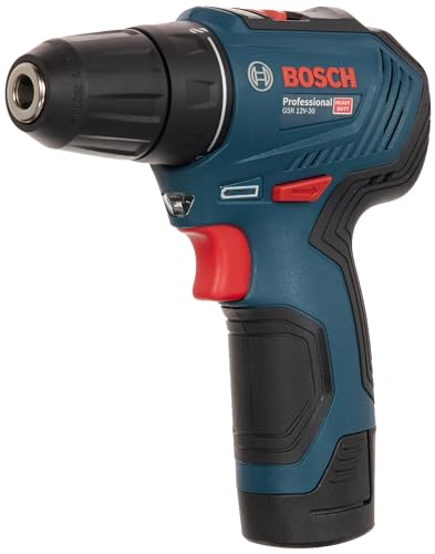 Bosch Professional 12V System Akku Bohrschrauber GSR 12V-30 (inkl. 2x2.0 Ah GBA 12V Akku, Ladegerät AL 1115 CV, 39-tlg.-Zubehör-Set, in Tasche) von Bosch Professional