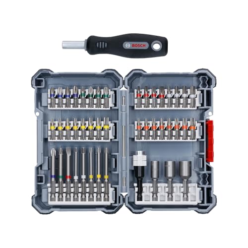 Bosch Professional 45-teiliges Pick and Click-Schrauberbit Mixed Set (PH 1/2/3, PZ 1/2/3, SL 3/4/5/6, HEX 3/4/5/6, T 10/15/20/25/27/30/40, TH 10/15/20/25/27/30/40, Zubehör Bohrmaschine) von Bosch