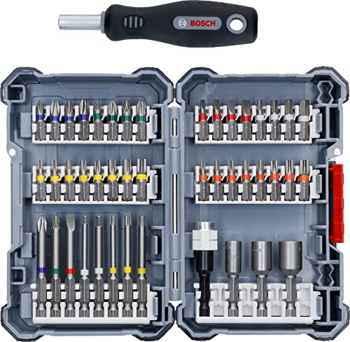 Bosch Professional 45-teiliges Pick and Click-Schrauberbit Mixed Set (PH 1/2/3, PZ 1/2/3, SL 3/4/5/6, HEX 3/4/5/6, T 10/15/20/25/27/30/40, TH 10/15/20/25/27/30/40, Zubehör Bohrmaschine) von Bosch