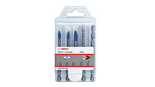 Bosch 5-tlg. HEX-9 HardCeramic + HEX-5 Drill Bit Set (Harte Fliesen, Beton, Ø 6/8mm, Professional Zubehör für Schlagbohrmaschine) von Bosch