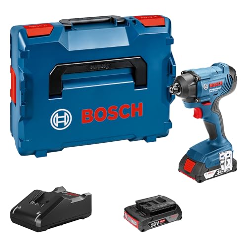Bosch Professional 18V System Akku Drehschlagschrauber GDR 18V-160 (max. Drehmoment: 160 Nm, Schrauben M6 - M14, 1/4"-Innensechskant, 2x 2.0Ah Akkus und Ladegerät, L-BOXX) von Bosch Professional