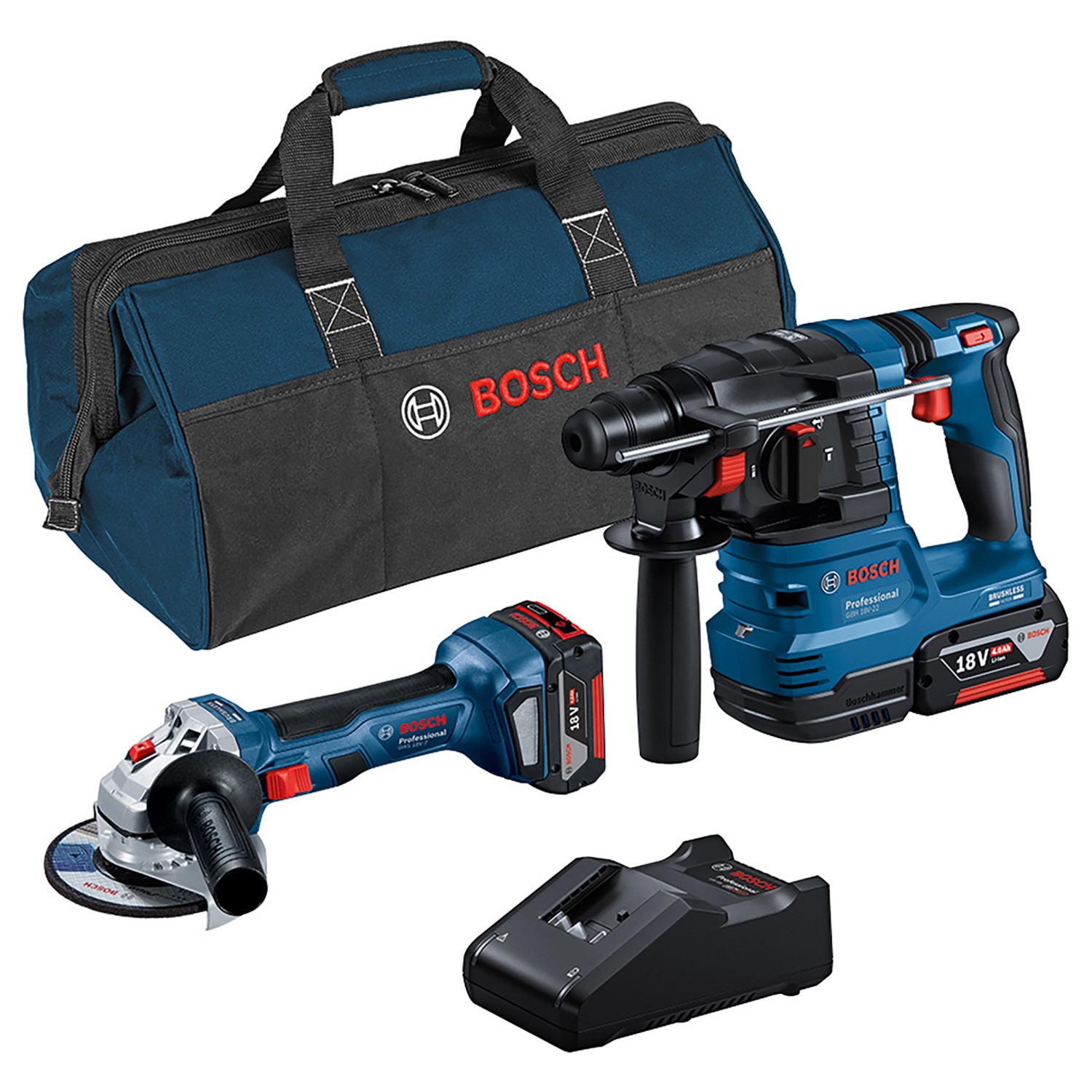 Bosch Professional Combi-Kit GWS 18V-7 & GBH 18V-22 mit Akkus, Ladegerät, Tasche Bosch Professional Combi-Kit GWS 18V-7 & GBH 18V-22 mit Akkus, Ladegerät, Tasche von Bosch