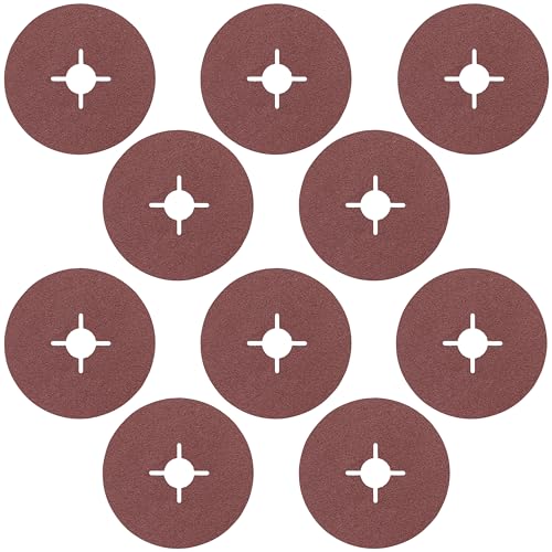 Bosch Professional DIY 10x Fiberschleifscheibe (für Winkelschleifer verschiedene Materialien, Ø 115 mm, Körnung 80), R444, Bordeaux von Bosch