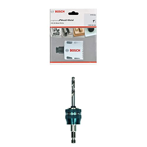 Bosch Professional Lochsäge Progressor for Wood & Metal (Holz und Metall, Ø 121 mm) + 1x Power Change Plus Adapter (Aufnahme 3/8“ Sechskant, inkl. HSS-G Bohrer 7.15 x 85 mm) von Bosch Accessories