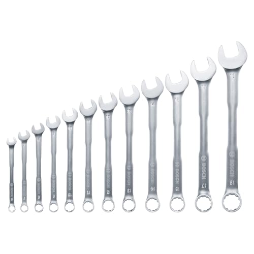 Bosch Ringmaulschlüssel Set 12-teilig (universeller Einsatz; hochwertig; aus Chrom-Vanadium; hohes Drehmoment; Ring- und Maulschlüssel; metrisch 6-19 mm; ergonomisch; praktischer Aufbewahrungsclip) von Bosch