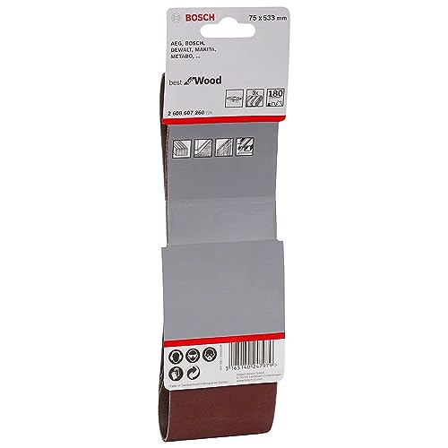 Bosch 3x PRO Paint on Wood and Hardwood X440 Schleifband für Schleifer (für Farbe auf Holz, Hartholz, 75 x 533 mm, Körnung 180, Professional Zubehör Bandschleifer) Bosch 3x PRO Paint on Wood and Hardwood X440 Schleifband für Schleifer (für Farbe auf Holz, Hartholz, 75 x 533 mm, Körnung 180, Professional Zubehör Bandschleifer) von Bosch