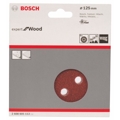 Bosch Accessories Bosch Professional 6tlg. Schleifblatt-Set für Exzenterschleifer Holz und Farbe (Ø 125 mm, Körnung 60/120/240, C430) von Bosch Accessories