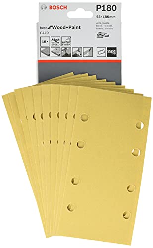 Bosch Accessories Bosch Professional Schleifblatt für Schwingschleifer Holz und Farbe Best for Wood and Paint (10 Stück, Körnung 180, C470) von Bosch Accessories