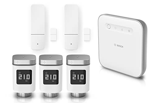 Bosch Smart Home Heizen und Komfort-Set, 3X Heizkörperthermostat II, 2X Tür-/Fensterkontakt II, 1x Controller II von Bosch