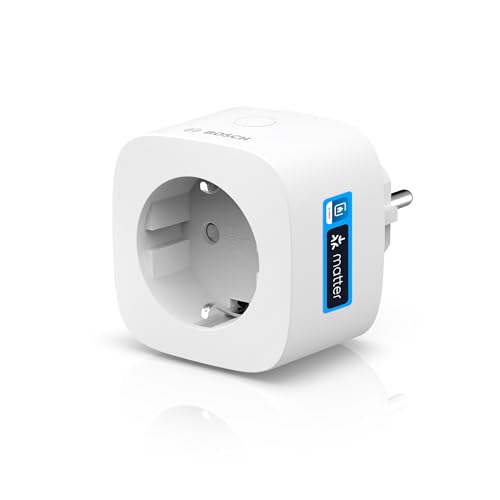 Bosch Smart Home Zwischenstecker kompakt [+M], smarte WLAN Steckdose, App steuerbar mit Energiesparfunktion, flexible Nutzung im Bosch Smart Home System oder herstellerübergreifend in Matter Systemen von Bosch
