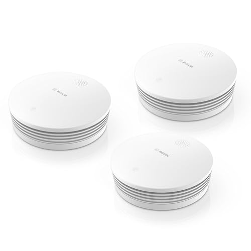 Bosch Smart Home vernetzter Rauchmelder II, Feuermelder mit App-Funktion und austauschbarer Batterie, kompatibel mit Apple HomeKit, 3er Set von Bosch