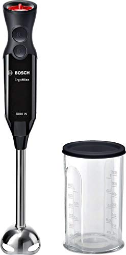 Bosch Stabmixer ErgoMixx MS6CB6110, Edelstahl-Mixfuß, Mix- und Messbecher, 4-Klingen-Messer, leichtes Gehäuse, 12 Stufen plus Turbostufe, einfache Reinigung, 1000 W, schwarz/anthrazit von Bosch Hausgeräte