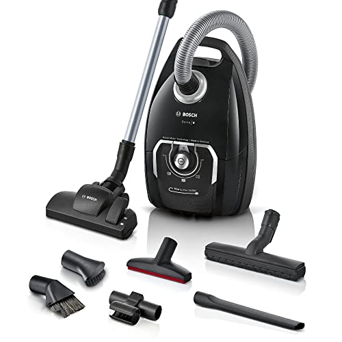 Bosch Staubsauger mit Beutel Serie 8 BGL8XALL, Testsieger, ideal für Allergiker, Hygiene-Filter, 10 Jahre Motorgarantie, Hartbodendüse, XXL-Polsterdüse, langes Kabel, Made in Germany, 650 W, schwarz von Bosch Hausgeräte