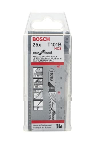 Bosch Professional 25 x Stichsägeblatt T 101 B (für weiches Holz, gerader Schnitt, Zubehör Stichsäge) von Bosch Professional