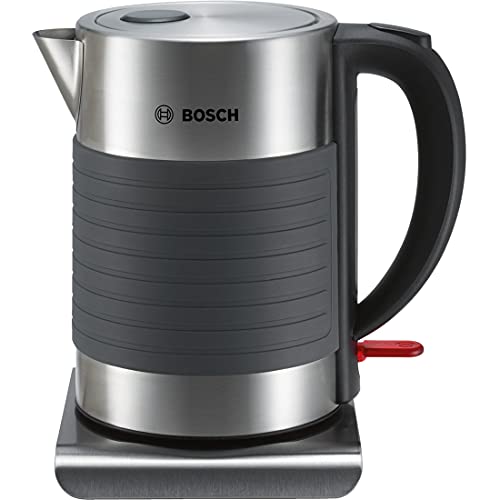 Bosch kabelloser Wasserkocher TWK7S05, Abschaltautomatik, Überhitzungsschutz, Dampfstopp-Automatik, einfache Reinigung, 1,7 L, 2200 W, schwarz/grau von Bosch Hausgeräte