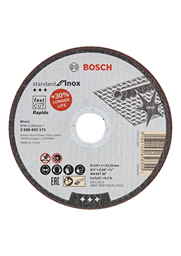 Bosch Professional 1x Standard for Inox Trennscheibe (für Edelstahl, Ø 125 x 1 x 22,23 mm, Gerade, Zubehör Winkelschleifer) von Bosch