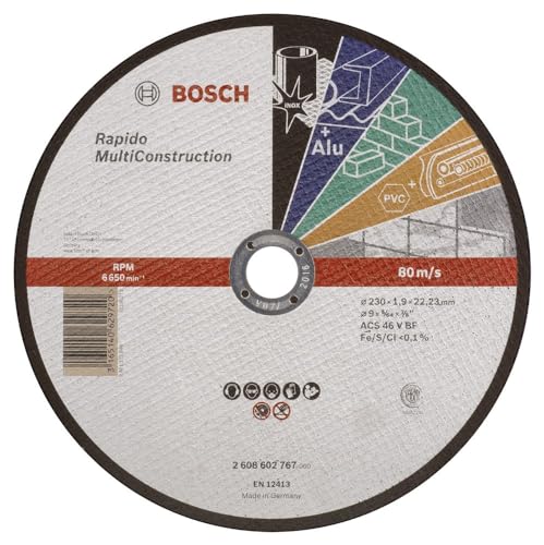Bosch 1x PRO Multi Construction Trennscheibe für große Winkelschleifer und 22,23‑mm-Bohrung (für Edelstahl, Nichteisenmetalle, Ø 230 mm, Professional Zubehör Großer Winkelschleifer) von Bosch