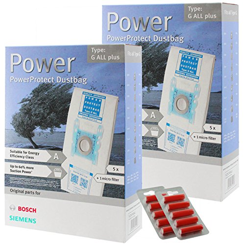 Bosch Typ G Original PowerProtect Microfasertuch Staubsaugerbeutel+Filter (10er Packung + 10 Erfrischung) von Bosch