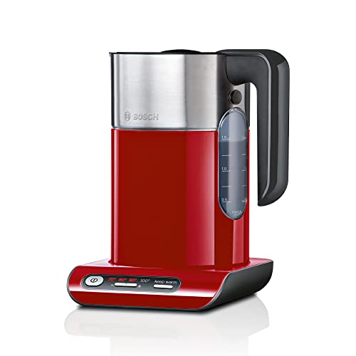 Bosch Wasserkocher Styline TWK8614P, Abschaltautomatik, Überhitzungsschutz, Temperaturwahl, Warmhaltefunktion, 1,5 L, 2400 W, rot von Bosch Hausgeräte