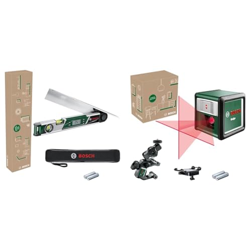Bosch Winkelmesser UniversalAngle (Winkel bis 220°, mit integrierter Berechnungsfunktion) + Kreuzlinienlaser Quigo (einfaches und präzises Ausrichten mit flexibler Positionierung des Tools) von Bosch
