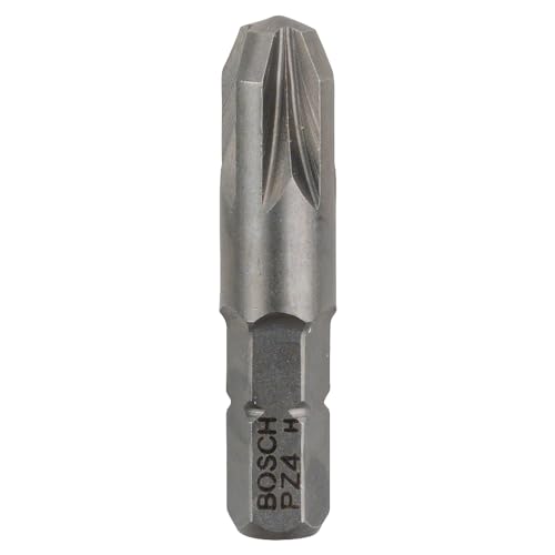 Bosch Professional Bit Extra-Hart für Pozidriv-Kreuzschlitzschrauben (PZ4, Länge: 32 mm, 3 Stück), Grau, 2607001566 von Bosch Professional