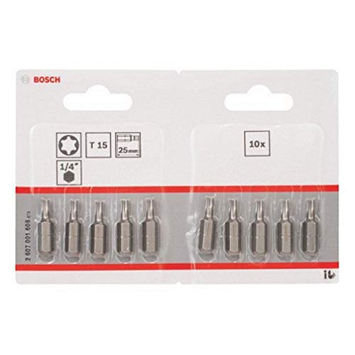 Bosch Accessories Bosch Professional Bit Extra-Hart für Innen-Torx-Schrauben (T15, Länge: 25 mm, 10 Stück) von Bosch Accessories