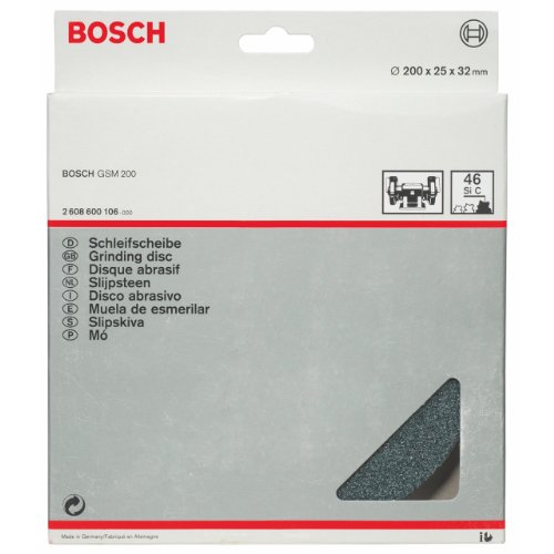 Bosch Professional 1x Schleifscheibe für Doppelschleifmaschine (Ø 200 x 25 mm, K46, Zubehör Schleifmaschinen) von Bosch Accessories