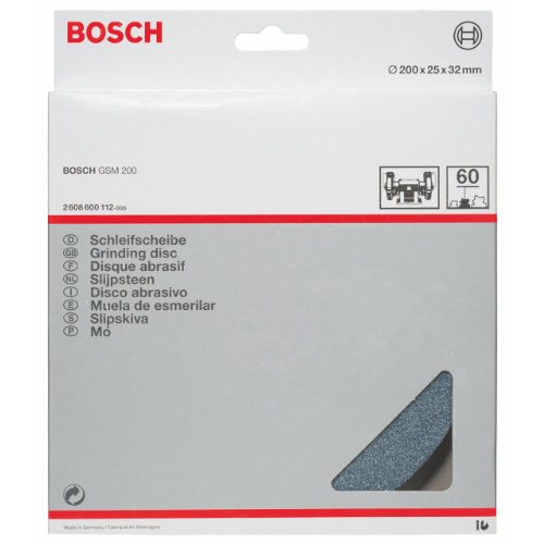 Bosch Professional 1x Schleifscheibe für Doppelschleifmaschine (Ø 200 x 25 mm, K60, Zubehör Schleifmaschinen) von Bosch Accessories