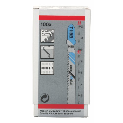 Bosch Professional 100x Stichsägeblatt T 118 B Basic for Metal (für Stahlbleche, Zubehör Stichsäge) von Bosch Accessories