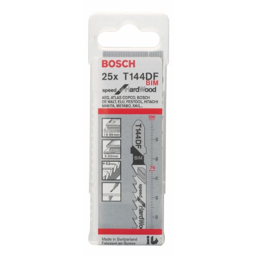 Bosch Professional 25 x Stichsägeblatt T 144 DF Speed for Hard Wood (für hartes Holz, gerader Schnitt, Zubehör Stichsäge) von Bosch Professional