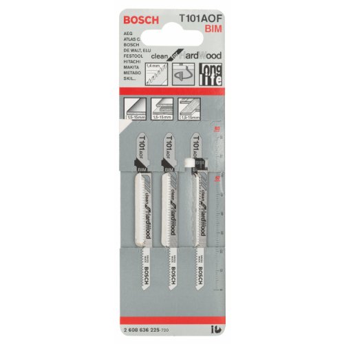 Bosch 3x PRO Hardwood clean T101AOF Stichsägeblatt für Kurvenschnitte (für Hartholz, Multiplexplatte, Länge 83 mm, Professional Zubehör Stichsäge) von Bosch