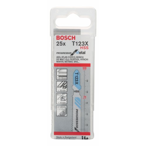 Bosch Professional 25x Stichsägeblatt T 123 XF Progressor for Metal (für Stahlbleche, Zubehör Stichsäge) von Bosch Accessories