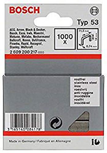 Bosch Accessories Professional 1000x Feindrahtklammer Typ 53 Rostfrei (Textilien/Gewebe, Karton, 11.4 x 0.74 x 14 mm, Zubehör Tacker) von Bosch Accessories