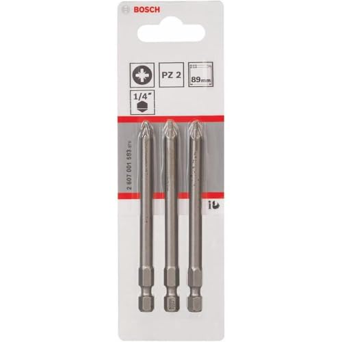 Bosch Accessories Bosch Professional Bit Extra-Hart für Pozidriv-Kreuzschlitzschrauben (PZ2, Länge: 89 mm, 3 Stück) von Bosch Accessories