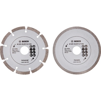 Diamanttrennscheibe für Fliesen und Baumaterial, Durchmesser: 125mm, 2er-Pack von Bosch