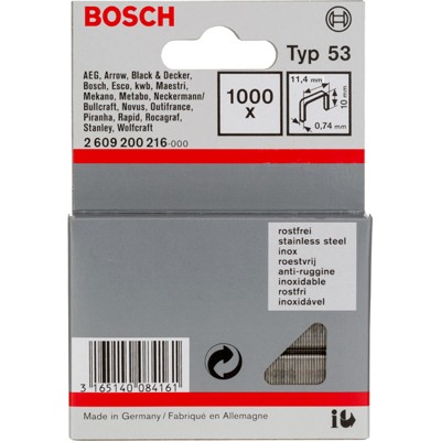Feindrahtklammer Typ 53 rostfrei 11,4x0,74x10mm 1.000er-Pack (2609200216) von Bosch